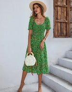 Robe Mi-Longue Fleurie Année 50 - Vignette | Dame Fleur