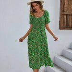 Robe Mi-Longue Fleurie Année 50 - Vignette | Dame Fleur