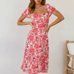 Robe Mi-Longue Fleurie Dos Ouvert - Vignette | Dame Fleur