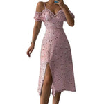 Robe Mi-Longue Fleurie Manche Courte - Vignette | Dame Fleur