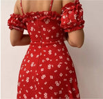 Robe Mi-Longue Fleurie Manche Courte - Vignette | Dame Fleur