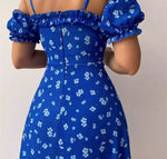 Robe Mi-Longue Fleurie Manche Courte - Vignette | Dame Fleur