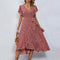 Robe Mi-Longue Fleurie Rouge | Dame Fleur