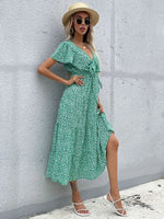 Robe Mi-Longue Fluide Fleurie - Vignette | Dame Fleur