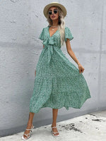 Robe Mi-Longue Fluide Fleurie - Vignette | Dame Fleur