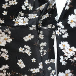 Robe Mi-Longue Noire Fleurie - Vignette | Dame Fleur