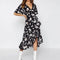 Robe Mi-Longue Noire Fleurie | Dame Fleur
