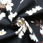 Robe Mi-Longue Noire Fleurie - Vignette | Dame Fleur