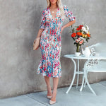 Robe Mi-Longue Sirène Fleurie - Vignette | Dame Fleur