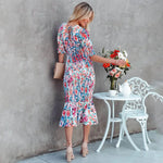 Robe Mi-Longue Sirène Fleurie - Vignette | Dame Fleur