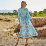 Robe Mi-Longue Style Bohème Fleurie - Vignette | Dame Fleur