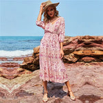 Robe Mi-Longue Style Bohème Fleurie - Vignette | Dame Fleur