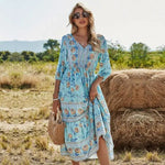 Robe Mi-Longue Style Bohème Fleurie - Vignette | Dame Fleur