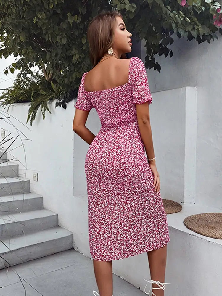 Robe Midi Fleurie Femme | Dame Fleur
