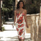 Robe Midi Fleurie Rouge | Dame Fleur
