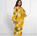 Robe Moulante Fleurie Jaune - Vignette | Dame Fleur