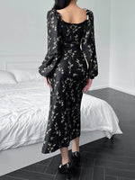 Robe Noire Fleurie - Vignette | Dame Fleur