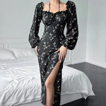 Robe Noire Fleurie - Vignette | Dame Fleur