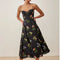Robe Noire Motif Floral | Dame Fleur