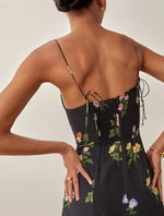 Robe Noire Motif Floral - Vignette | Dame Fleur