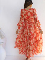 Robe Orange Fleurie - Vignette | Dame Fleur
