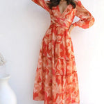 Robe Orange Fleurie - Vignette | Dame Fleur