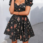 Robe Patineuse Courte Fleurie - Vignette | Dame Fleur