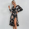 Robe Portefeuille Fleurie Manches Longues | Dame Fleur