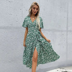 Robe Portefeuille Longueur Midi Imprimé Fleurs - Vignette | Dame Fleur