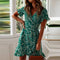 Robe Verte Fleurs Blanches | Dame Fleur
