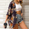 Veste Kimono Fleurie Noire | Dame Fleur
