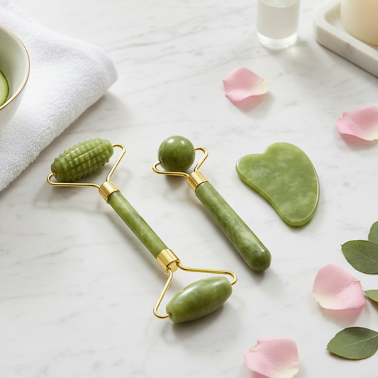 Kit Gua Sha et Rouleau de Jade pour Visage