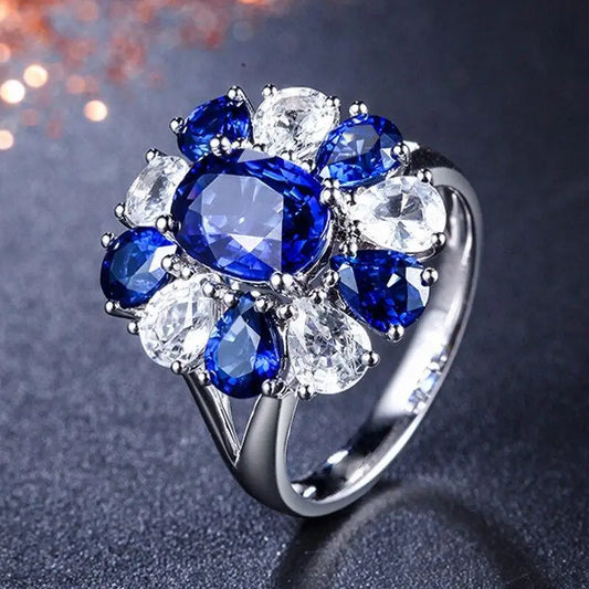 Bague Fleur Pierre Bleue | Dame Fleur