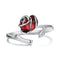 Bague rose argentée.