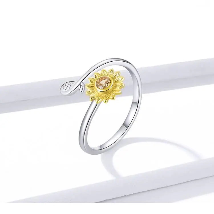 Bague tournesol en argent.