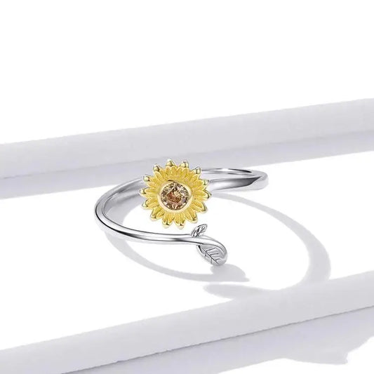 Bague tournesol en argent.