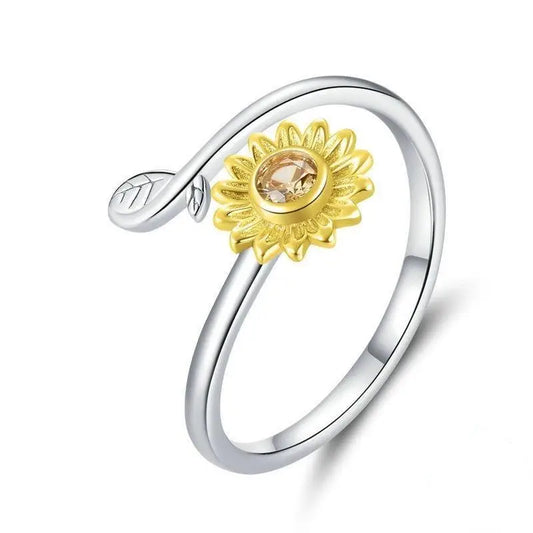 Bague tournesol en argent.