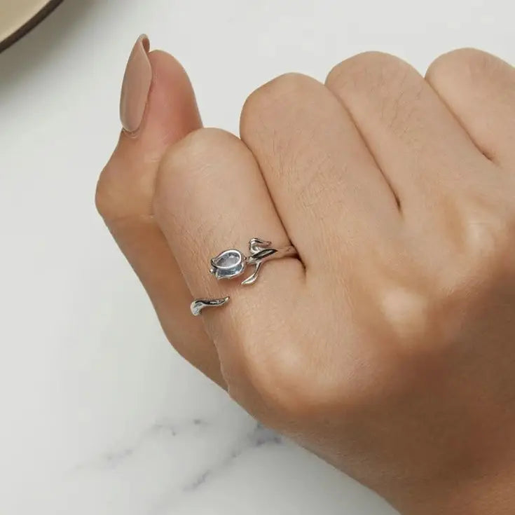 Bague Fleur Tulipe (Argent) | Dame Fleur