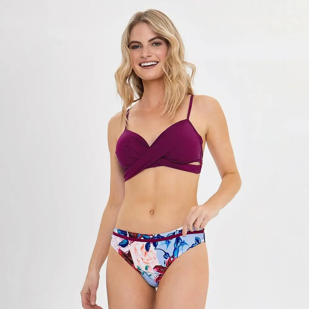 Bikini fleuri bordeaux | Dame Fleur