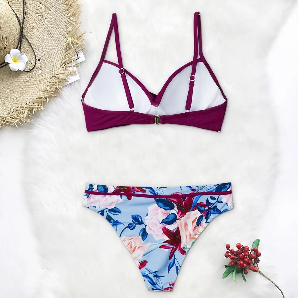 Bikini fleuri bordeaux | Dame Fleur