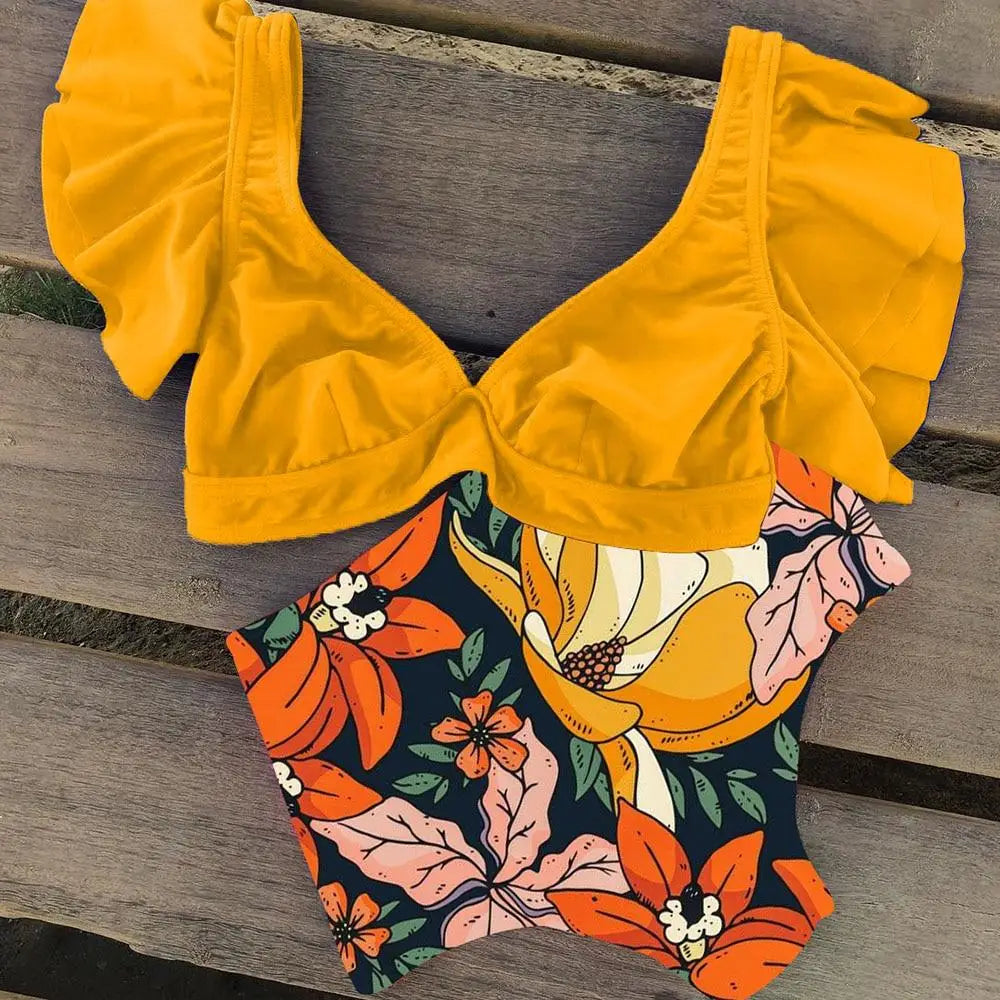 Bikini fleuri taille haute | Dame Fleur