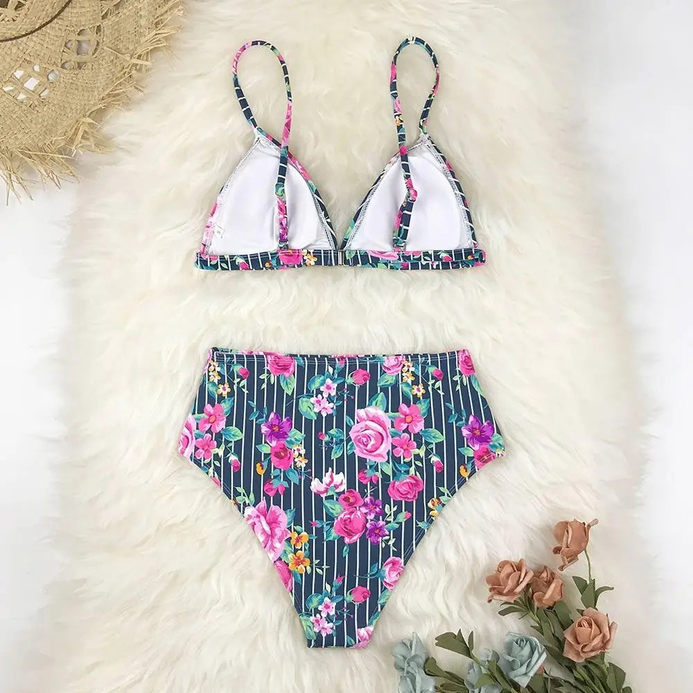 Bikini noir imprimé fleuri | Dame Fleur