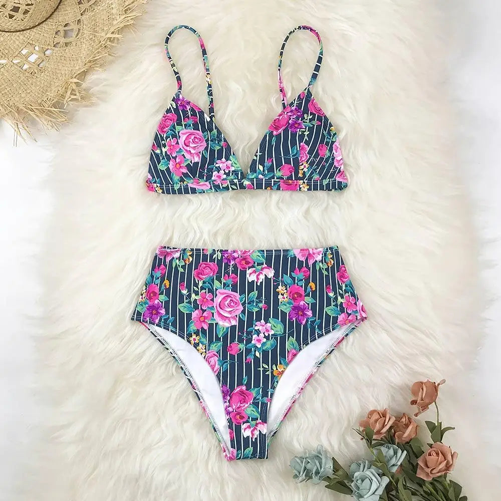 Bikini noir imprimé fleuri | Dame Fleur