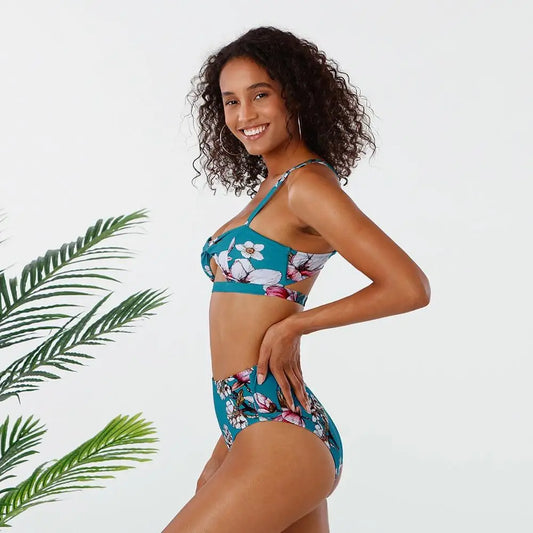 Bikini taille haute fleuri | Dame Fleur