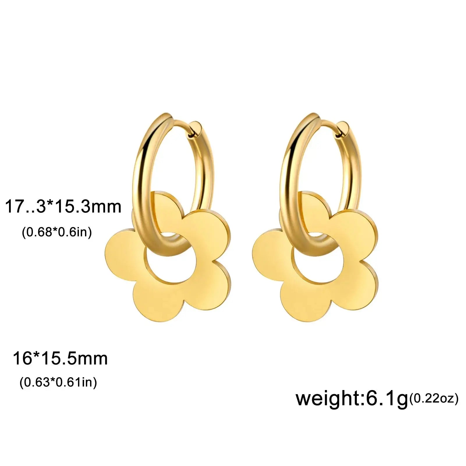 Boucles d’Oreilles Fleur en Acier Inoxydable | Dame Fleur