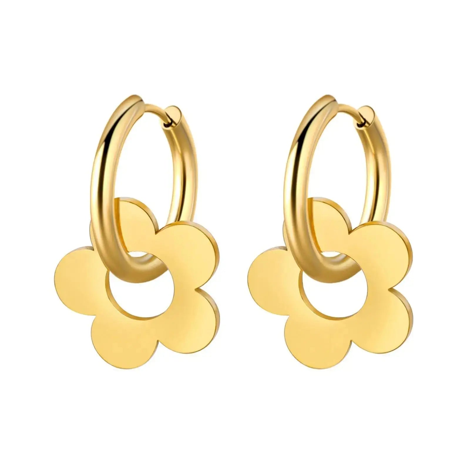 Boucles d’Oreilles Fleur en Acier Inoxydable | Dame Fleur