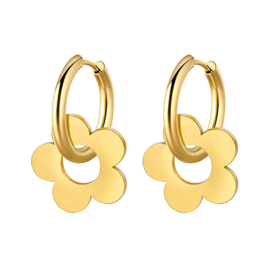 Boucles d’Oreilles Fleur en Acier Inoxydable | Dame Fleur