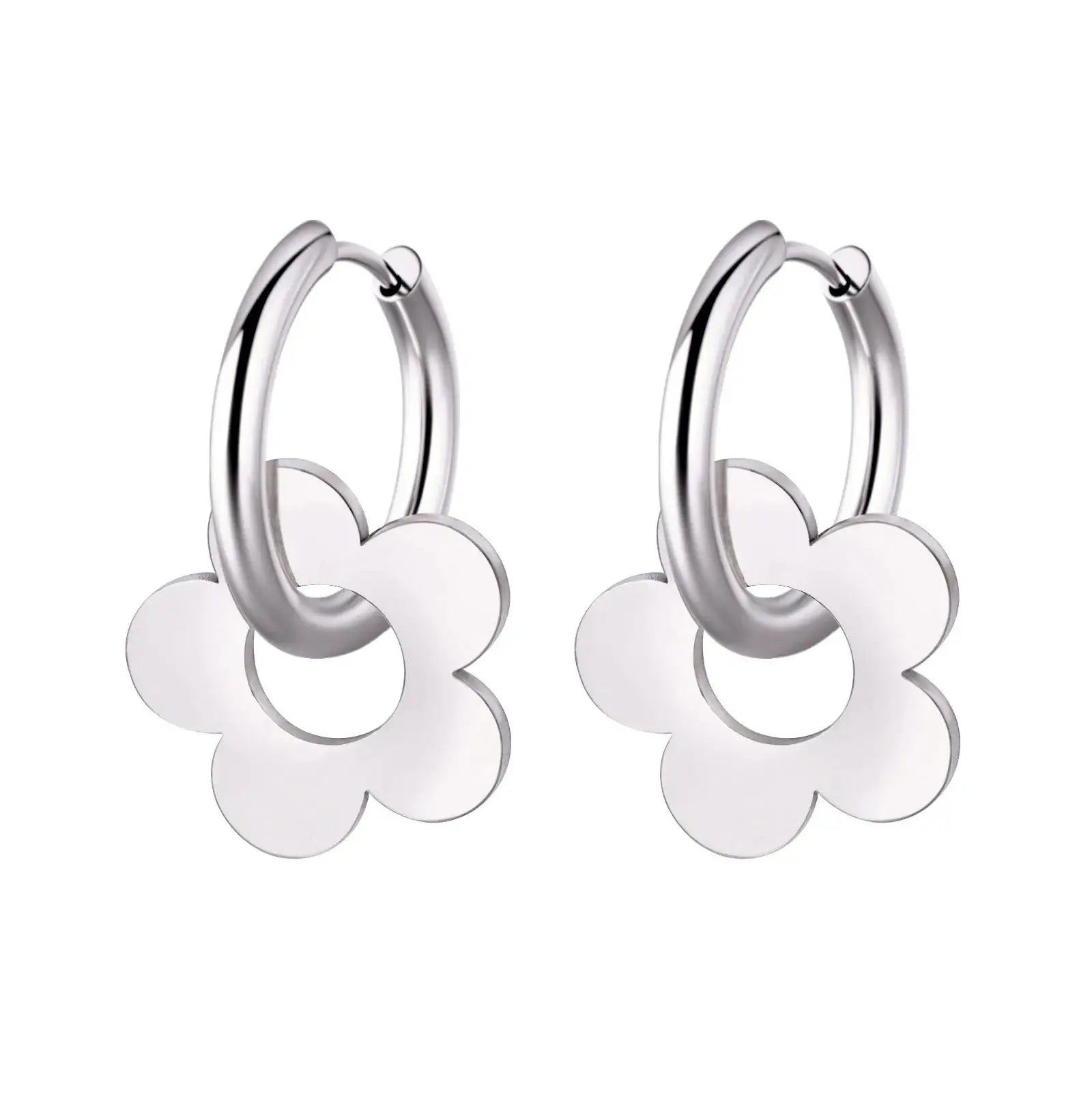 Boucles d’Oreilles Fleur en Acier Inoxydable | Dame Fleur