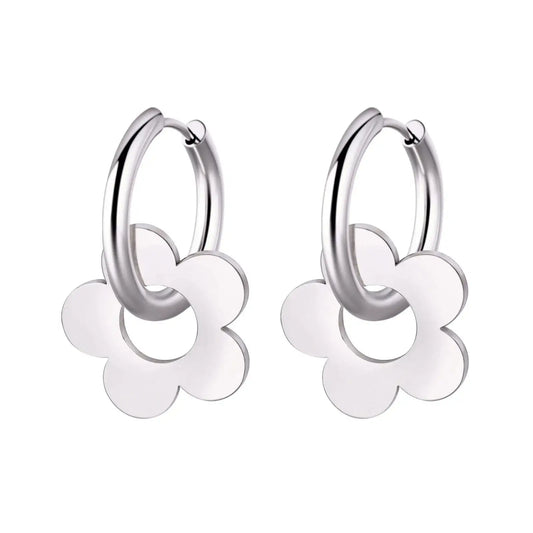 Boucles d’Oreilles Fleur en Acier Inoxydable | Dame Fleur