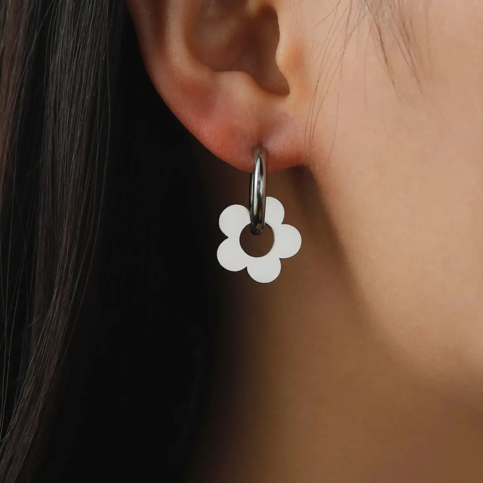 Boucles d’Oreilles Fleur en Acier Inoxydable | Dame Fleur
